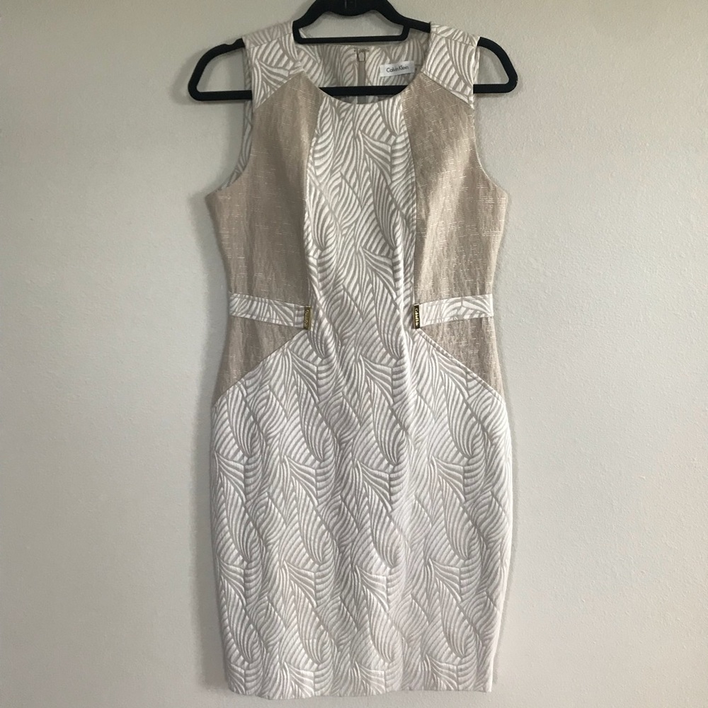 Calvin Klein Sheath - Textured Cream & Tan
